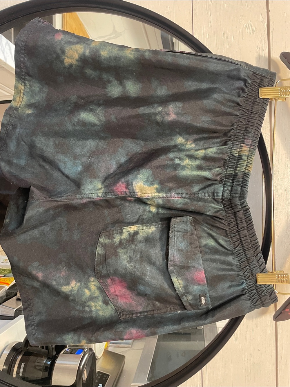 Vans Black Tie-Dye Shorts with Green, Yellow & Pink Accents I Large - Picture 3 of 6